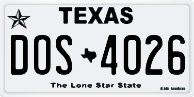 TX license plate DOS4026