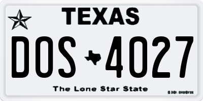 TX license plate DOS4027
