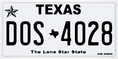 TX license plate DOS4028
