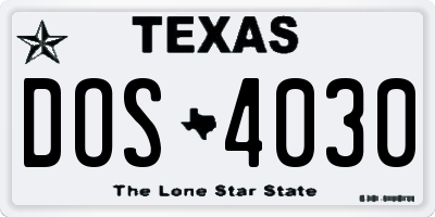 TX license plate DOS4030