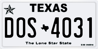 TX license plate DOS4031