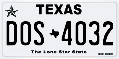 TX license plate DOS4032
