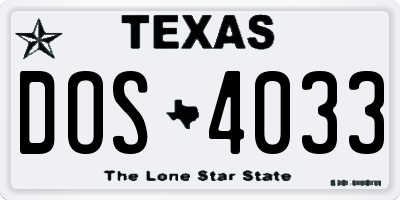 TX license plate DOS4033