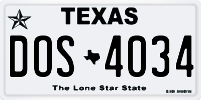 TX license plate DOS4034