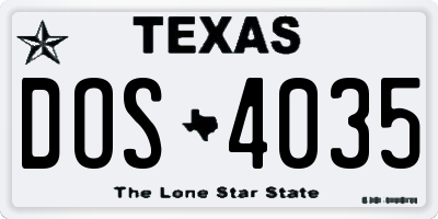 TX license plate DOS4035