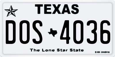 TX license plate DOS4036
