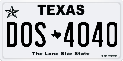 TX license plate DOS4040