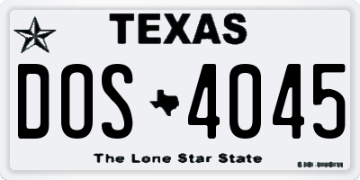 TX license plate DOS4045