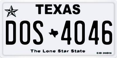 TX license plate DOS4046