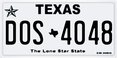 TX license plate DOS4048