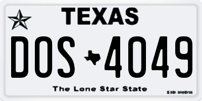 TX license plate DOS4049
