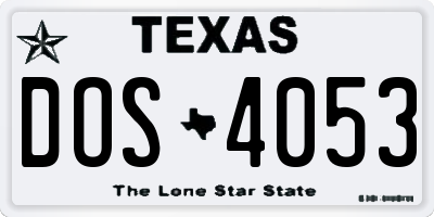 TX license plate DOS4053