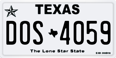 TX license plate DOS4059