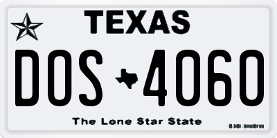 TX license plate DOS4060