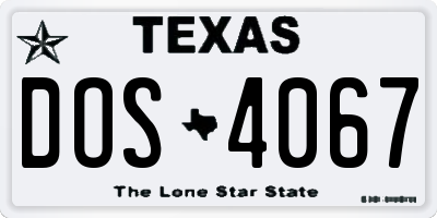 TX license plate DOS4067