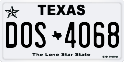 TX license plate DOS4068