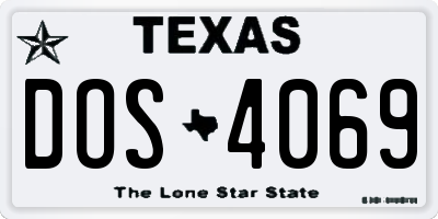 TX license plate DOS4069