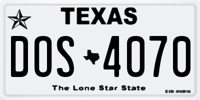 TX license plate DOS4070