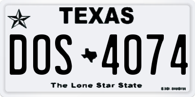 TX license plate DOS4074