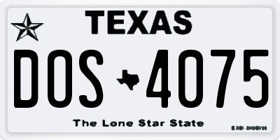 TX license plate DOS4075