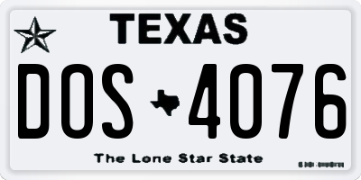 TX license plate DOS4076