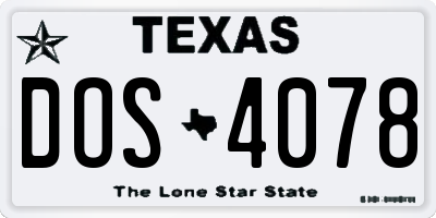 TX license plate DOS4078