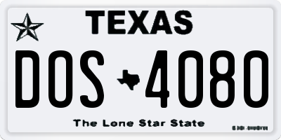 TX license plate DOS4080
