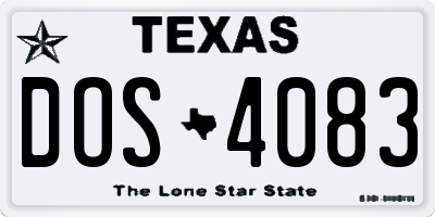 TX license plate DOS4083