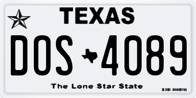 TX license plate DOS4089