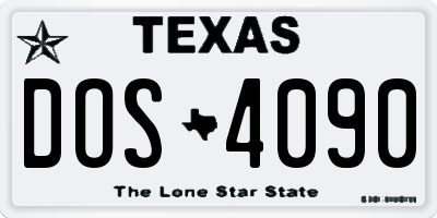 TX license plate DOS4090