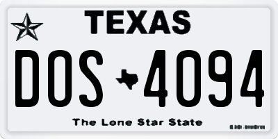 TX license plate DOS4094