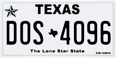 TX license plate DOS4096
