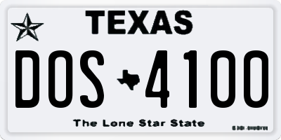 TX license plate DOS4100