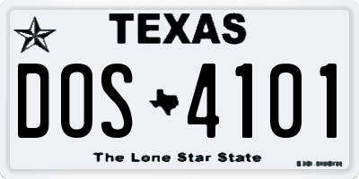 TX license plate DOS4101