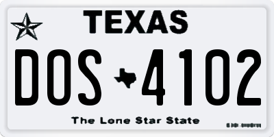 TX license plate DOS4102