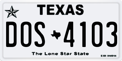 TX license plate DOS4103