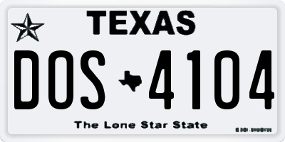 TX license plate DOS4104