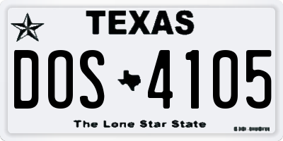TX license plate DOS4105