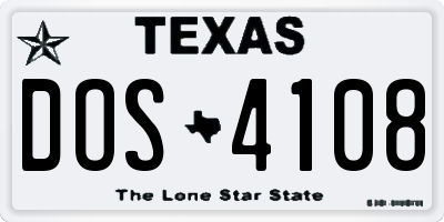 TX license plate DOS4108