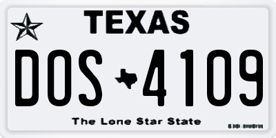 TX license plate DOS4109