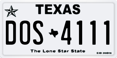 TX license plate DOS4111