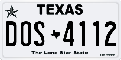 TX license plate DOS4112