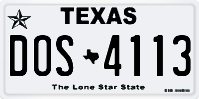 TX license plate DOS4113
