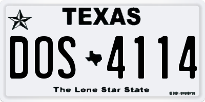 TX license plate DOS4114