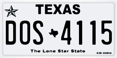 TX license plate DOS4115