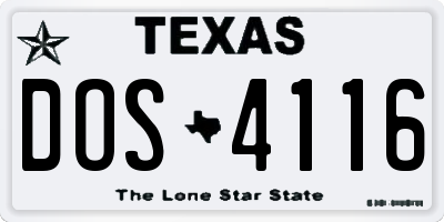 TX license plate DOS4116