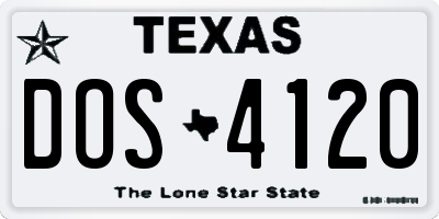 TX license plate DOS4120