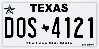 TX license plate DOS4121
