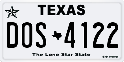 TX license plate DOS4122