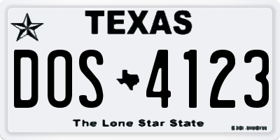 TX license plate DOS4123